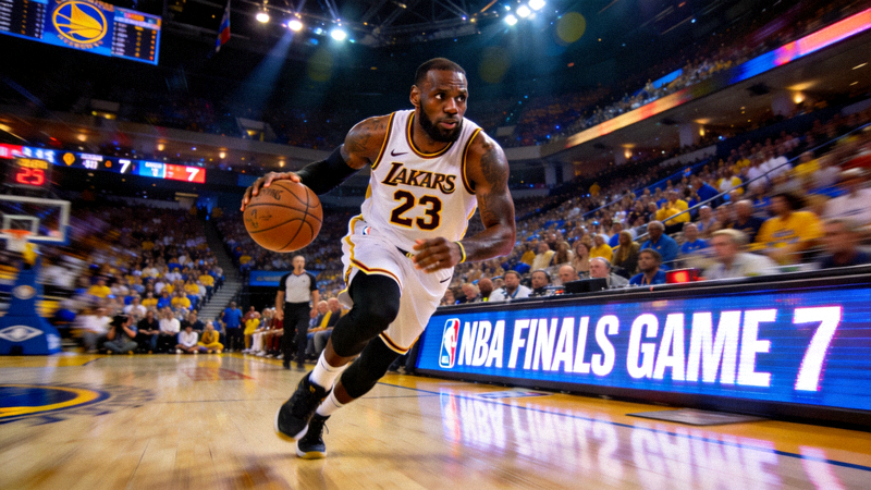 NBA总决赛第七场巅峰对决现场直播画面 - 勒布朗詹姆斯持球突破
